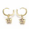 Brass Micro Pave Colorful Cubic Zirconia Dangle Hoop Earrings EJEW-S208-083-3