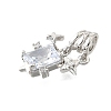 Brass Micro Pave Cubic Zirconia Pendants KK-V008-28P-2