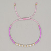 Adjustable Imitation Pearl and Glass Seed Beaded Braided Bracelets for Women NV1607-2-1