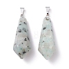 Natural Sesame Jasper/Kiwi Jasper Pointed Pendants G-I314-02P-04-2