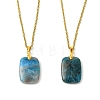 Natural Apatite Rectangle Pendant 304 Stainless Steel Cable Chain Necklaces NJEW-JN06210-02-2