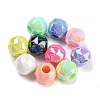 UV Plating Rainbow Iridescent Acrylic European Beads X-MACR-P040-11-1