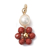 12Pcs 12 Styles Natural Mixed Gemstone Faceted Round Coppwer Wire Wrapped Pendants PALLOY-JF02911-3