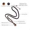 Natural Tiger Eye & Lava Rock Graduated Beaded Round Pendant Adjustable Braided Necklaces for Yoga and Aromatherapy HY9299-5-2