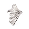 304 Stainless Steel Shell Shape Cuff Ring for Women RJEW-C045-25P-2