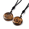 Adjustable Natural Tiger Eye Vortex Pendant Necklace with Nylon Cord for Women NJEW-L171-05C-1