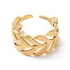 Ion Plating(IP) 304 Stainless Steel Leafy Branch Open Cuff Ring for Women RJEW-K245-31G-1