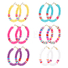 ANATTASOUL 6 Pairs 6 Colors Polymer Clay Heishi Surfer Beaded Hoop Earrings EJEW-AN0002-23-1