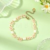 Natural Rice Pearl Flower Glass Seed Beaded Bracelets for Women BJEW-MZ00352-1