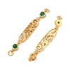 Brass & Natural Green Onyx Agate(Dyed & Heated) Hollow Oval with Flower Links Connector Charms KK-D113-05G-2