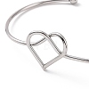 201 Stainless Steel Wire Wrap Heart Open Cuff Bangle BJEW-P285-02P-3