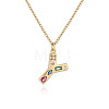 Brass Pave Colorful Cubic Zirconia Initial Pendant Necklaces for Women FS-WG02860-25-1