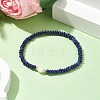 Natural Lapis Lazuli Rondelle & Pearl Beaded Stretch Bracelets BJEW-JB09918-07-2