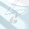 Halloween 304 Stainless Steel Hollow Tree Skull Pendant Cable Chain Necklaces for Men Women NJEW-K308-10P-1
