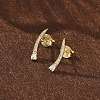 925 Sterling Silver Clear Cubic Zirconia Stud Earrings EJEW-Q032-01E-G-2