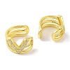 Brass Micro Pave Clear Cubic Zirconia Cuff Earrings for Women EJEW-I305-42G-2