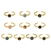 Hexagon Brass Pave Natural Gemstone & Cubic Zirconia Cuff Bangles for Women BJEW-Z172-01G-6