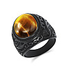 304 Stainless Steel with Natural Tiger Eye Finger Rings for Men FS-WG44E14-27-1