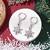 Christmas Snowflake Brass Micro Pave Clear Cubic Zirconia Hoop Earrings EJEW-JE06158-02-2