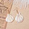 Copper Wire Wrapped Natural Scallop Shell Dangle Earring for Women EJEW-JE04721-6