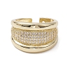 Brass with Micro Pave Cubic Zirconia Adjustable Rings RJEW-K257-54G-2