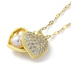Brass with Rhinestone Heart Locket Necklaces with Plastic Pearl Inside NJEW-Z026-02G-3
