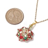 Christmas Theme Flower Glass Seed Beads & Rhinestone Pendant Necklaces NJEW-MZ00045-3