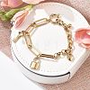 304 Stainless Steel Paperclip & Rolo Chains Charm Bracelets for Women BJEW-C089-03G-1