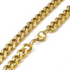 Vacuum Plating 201 Stainless Steel Cuban Link Chain Necklace with 304 Stainless Steel Clasps for Men Women NJEW-M194-01C-G-3