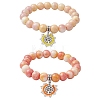 2Pcs 2 Colors 10.5mm Round Opaque Crackle Glass Beaded Stretch Bracelet Sets BJEW-MZ00080-1