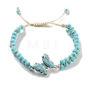 Natural Crackle Turquoise & Synthetic Turquoise Braided Round Bead Bracelets BJEW-K251-06I-2