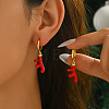 Brass Enamel Deer Hoop Earrings KX0069-4
