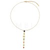 304 Stainless Steel Pave Cubic Zirconia Rectangle Oval Drop Pendant Long Tassel Necklaces FS-WGDB594-01-3