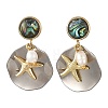 2 Pairs Paua Shell with Non-Tarnish 201 Stainless Steel Stud Earrings EJEW-JE07477-4