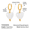 Summer White Resin Love Heart Dangle Hoop Earrings with 304 Stainless Steel Earring Hoops for Women PD0685-1-2