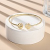 Clear Cubic Zirconia Open Cuff Bangle BJEW-G737-01G-05-2
