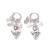 Flower with Butterfly 304 Stainless Steel Hoop Earrings EJEW-JE06749-01-3