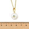 Brass Pave Cubic Zirconia and Natural Keshi Pearl Coin Pendant 304 Stainless Steel Cable Chain Necklaces for Women NJEW-JN06120-4