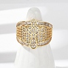 Brass Micro Pave Clear Cubic Zirconia Open Cuff Rings for Women RJEW-A059-04G-4