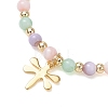 Natural Shell Bead & 304 Stainless Steel Dragonfly & 
Alloy Enamel Teardrop with Butterfly Pattern Pendant Necklace & Charm Bracelets Sets SJEW-JS01376-6