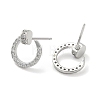 Rack Plating Brass Micro Pave Clear Cubic Zirconia Stud Earrings for Women EJEW-M260-14P-2