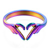 304 Stainless Steel Hand Heart Cuff Rings X-RJEW-N038-121M-3