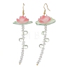 Lotus Flower Brass Dangle Earrings EJEW-TA00796-2