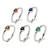 Heart Natural Mixed Stone Adjustable Rings RJEW-Q818-02P-1