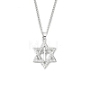 Brass Micro Pave Clear Cubic Zirconia Star Pendant Necklaces NJEW-M211-02B-P-1