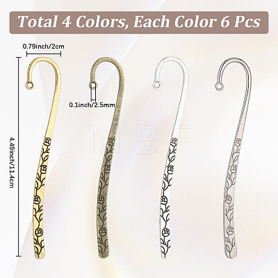 24Pcs 4 Styles Zinc Alloy Bookmark Findings FIND-PA0001-73-1