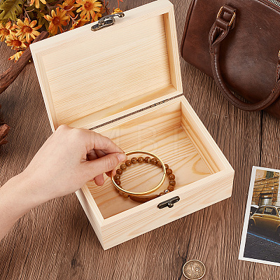 Wood Keepsake Box Gift Cases with Metal Clasps and Hinged Lid CON-CL0001-11-1