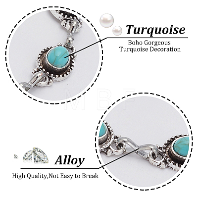 ANATTASOUL 2Pcs Acrylic Imitation Turquoise Oval Link Chain Anklet AJEW-AN0001-04-1