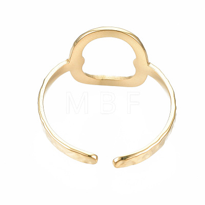 304 Stainless Steel Oval Open Cuff Ring RJEW-T023-81G-1