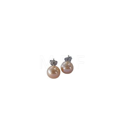Natural Pearl Ear Studs for Women EJEW-P231-01P-1